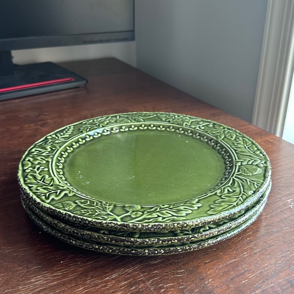 Cottagecore Autumn Olive Green Ceramic Dinner Plates (Set of 3) - Picture 4 of 4